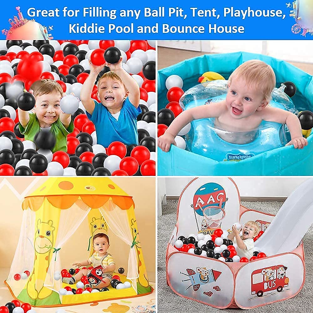 GUESVOT ball pit colors in black, white, and red for vibrant play