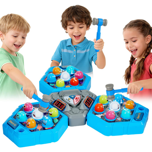Guffawz 3P whack mole setup for fast-paced family competition