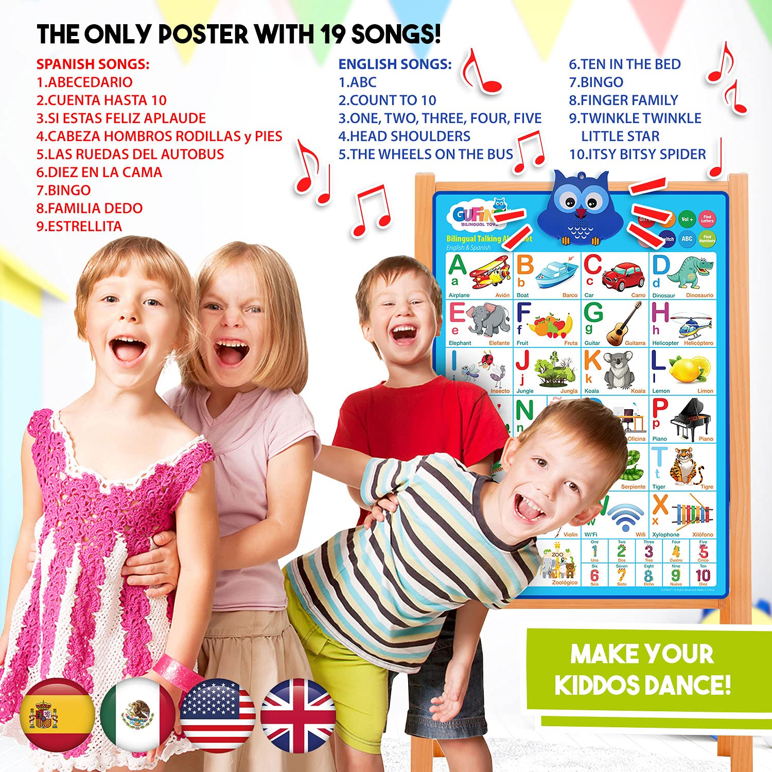 GUFINO Alphabet Wall Chart is ideal for classroom-use and teaching centers.