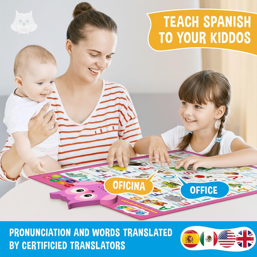 Gufino Alphabet Wall Chart Spanish pronunciation demo supports correct sounds playfully.