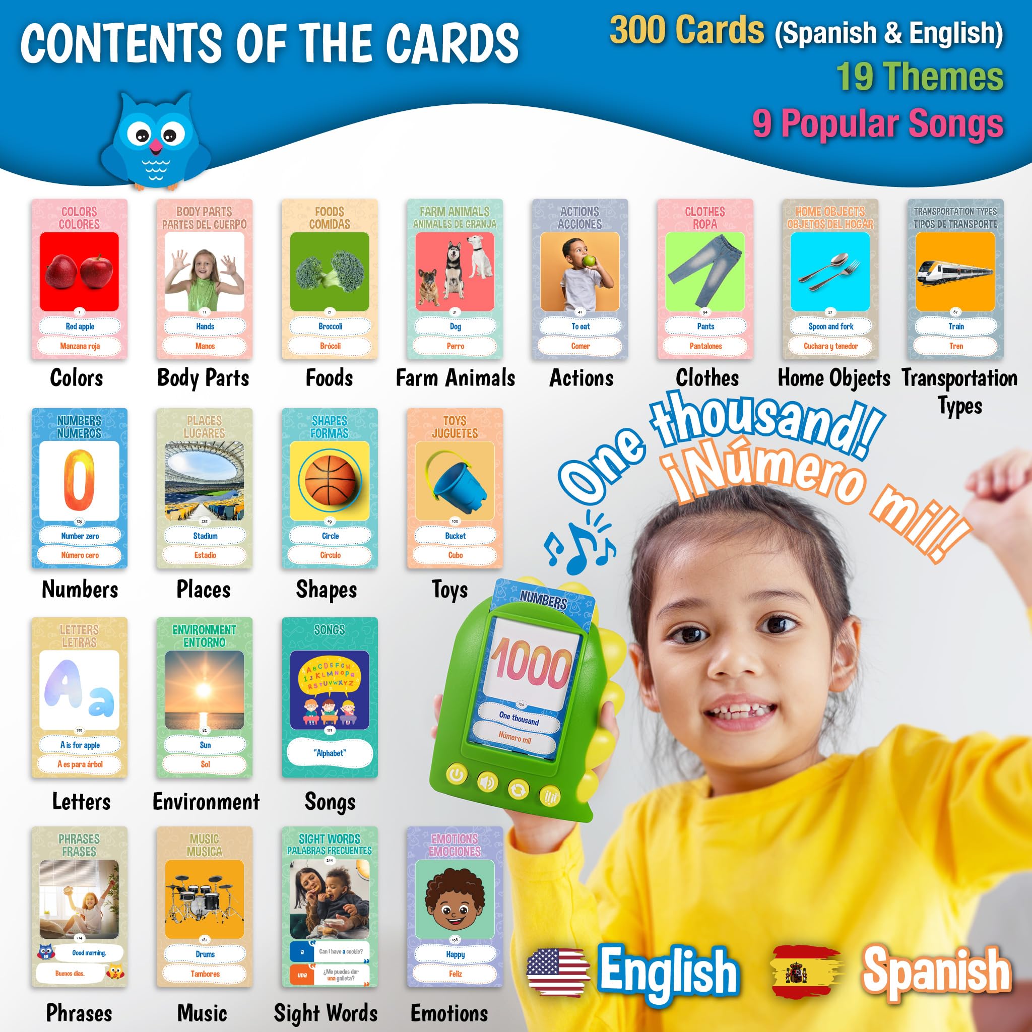 GUFINO flashcards showing animals, colors, and numbers for everyday words.