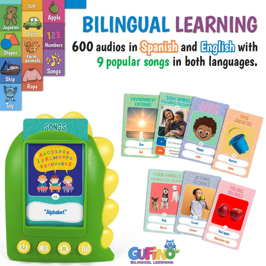 GUFINO bilingual flashcards with audio playback for pronunciation practice.