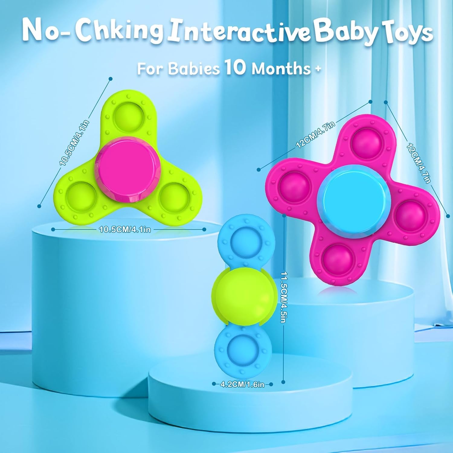 Guibola suction cup spinner toy supports shared stacking and play.