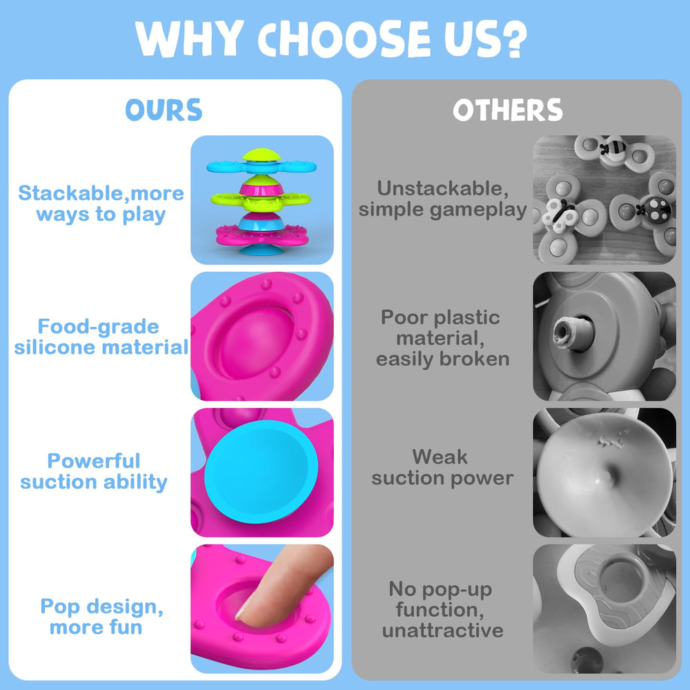Guibola suction cup spinner toy for travel keeps babies entertained.