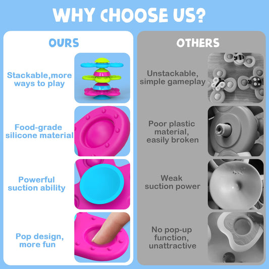 Guibola suction cup spinner toy for travel keeps babies entertained.