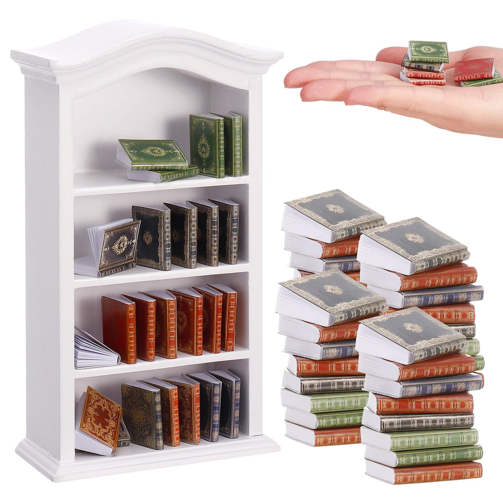 Guiqulai dollhouse books on shelf with tiny color spines for realistic décor