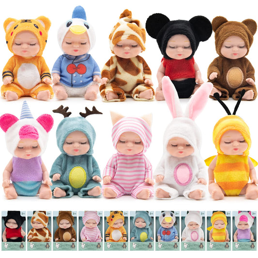 GULYMNA 10-piece mini reborn dolls packaging ready for gifting and display.