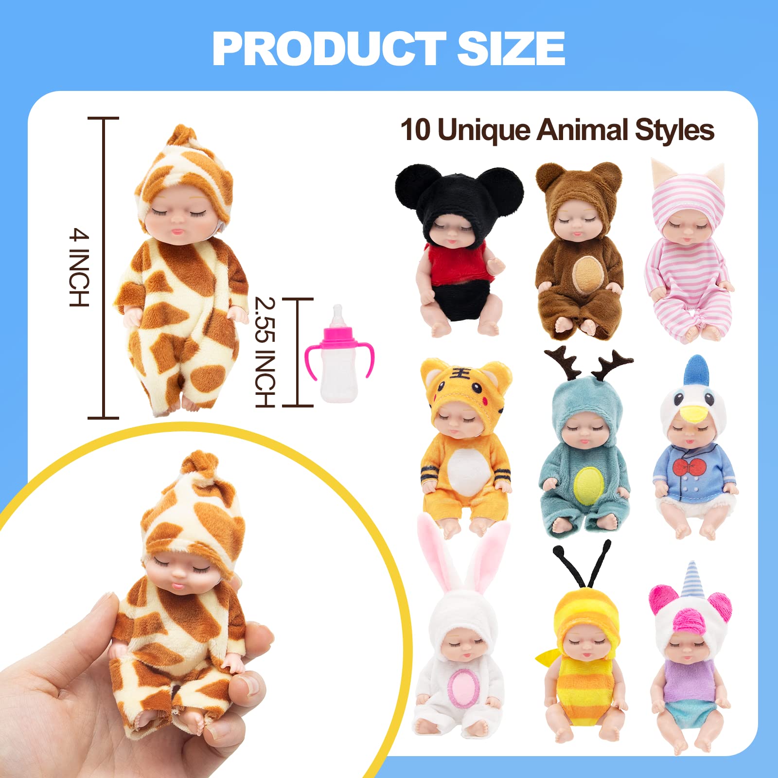 GULYMNA mini reborn dolls in animal outfits inspire imaginative pretend play.