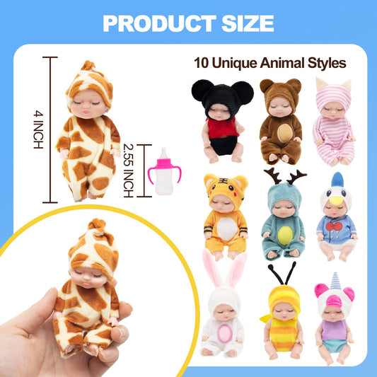 GULYMNA mini reborn dolls in animal outfits inspire imaginative pretend play.