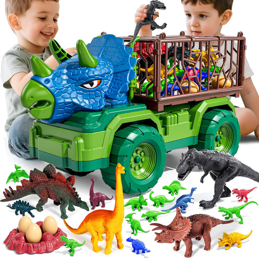 Guminnara 22-in-1 Triceratops Truck front view for imaginative dinosaur play.