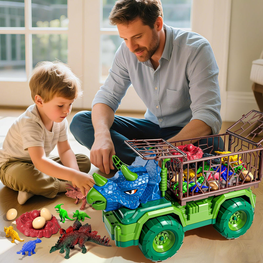 Guminnara 22-in-1 Triceratops Truck suitable for ages 3-10 during playtime.