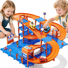 Guminnara 96pcs puzzles track cars front view for creative play and design