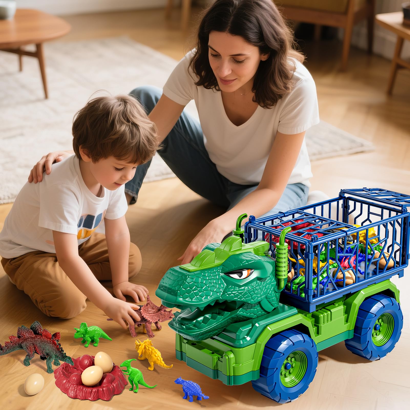Guminnara dinosaur carrier truck supports open-ended play on any surface