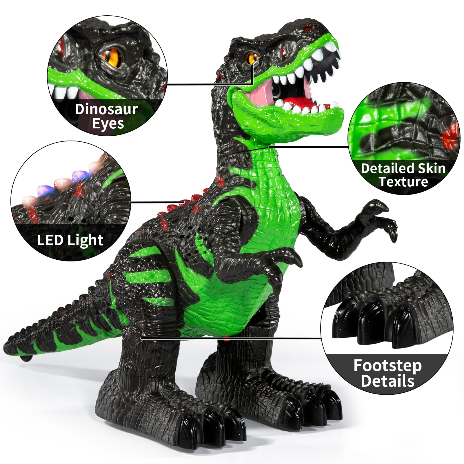 Guminnara dinosaur rechargeable battery with USB charging for longer sessions.