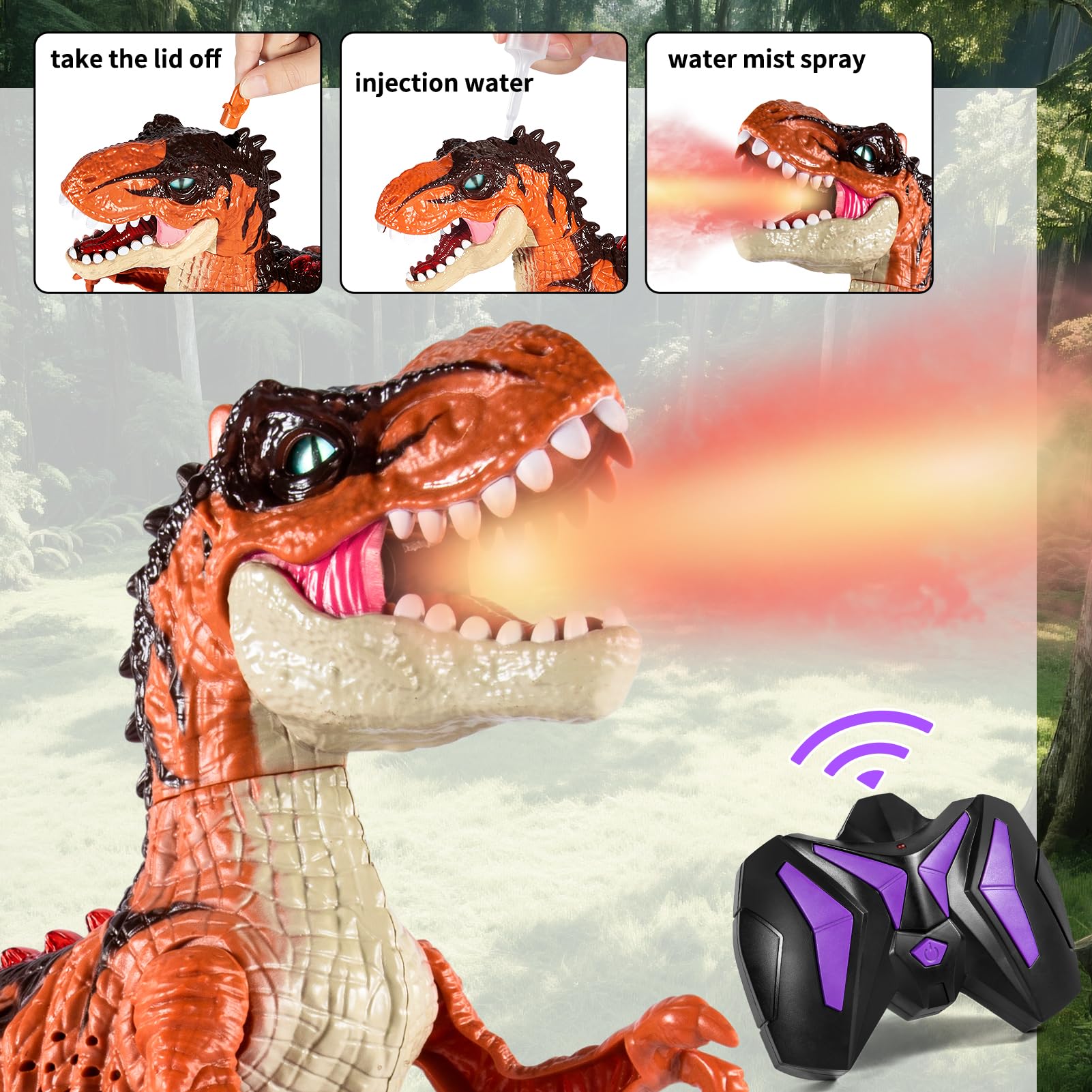 Guminnara RC DINO LED mouth lights brighten nighttime play.