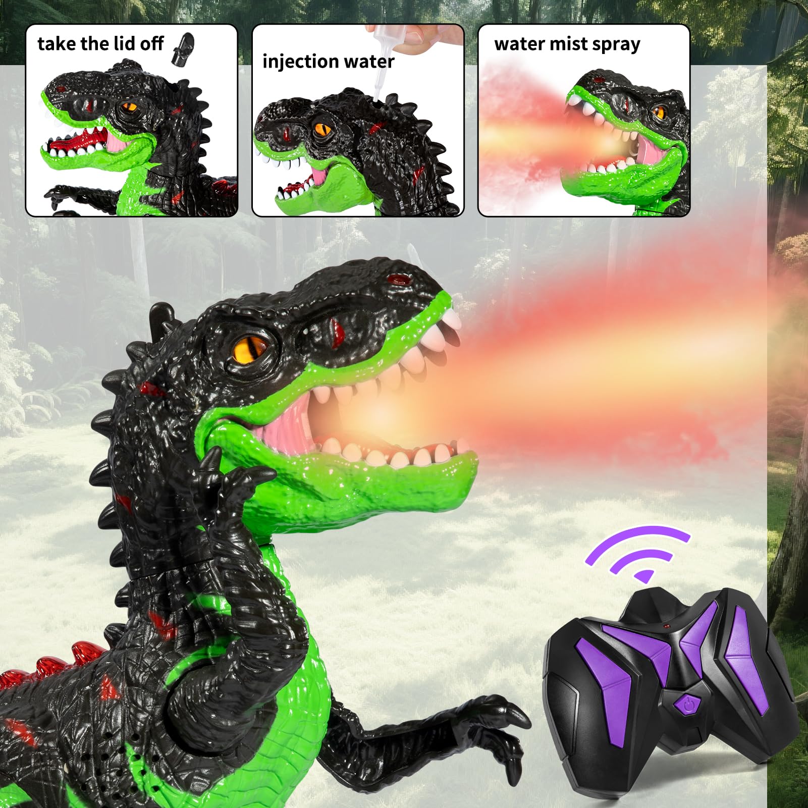 Guminnara RC dinosaur LED lights and roaring sounds enrich immersion.