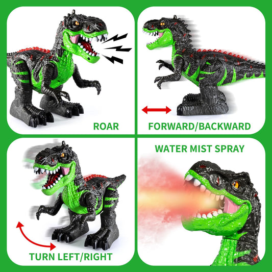 Guminnara RC dinosaur water mist spray enhances dramatic play.