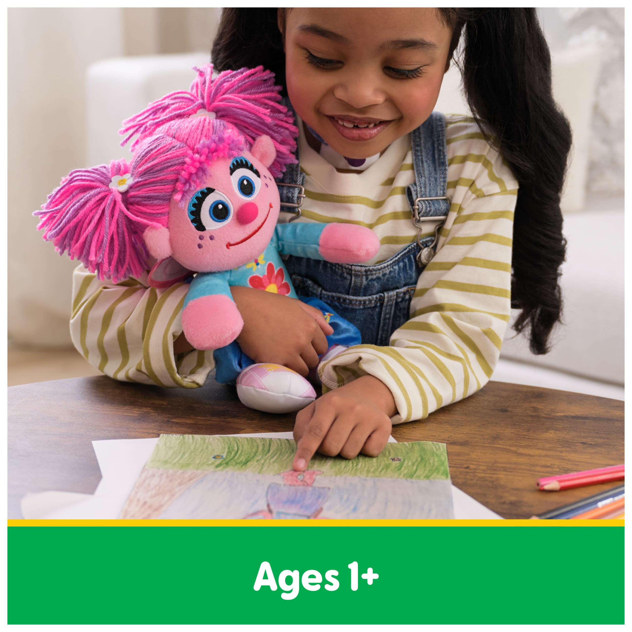 GUND Abby Cadabby Take Along Buddy plush, blue flower outfit for colorful Sesame Street styling.
