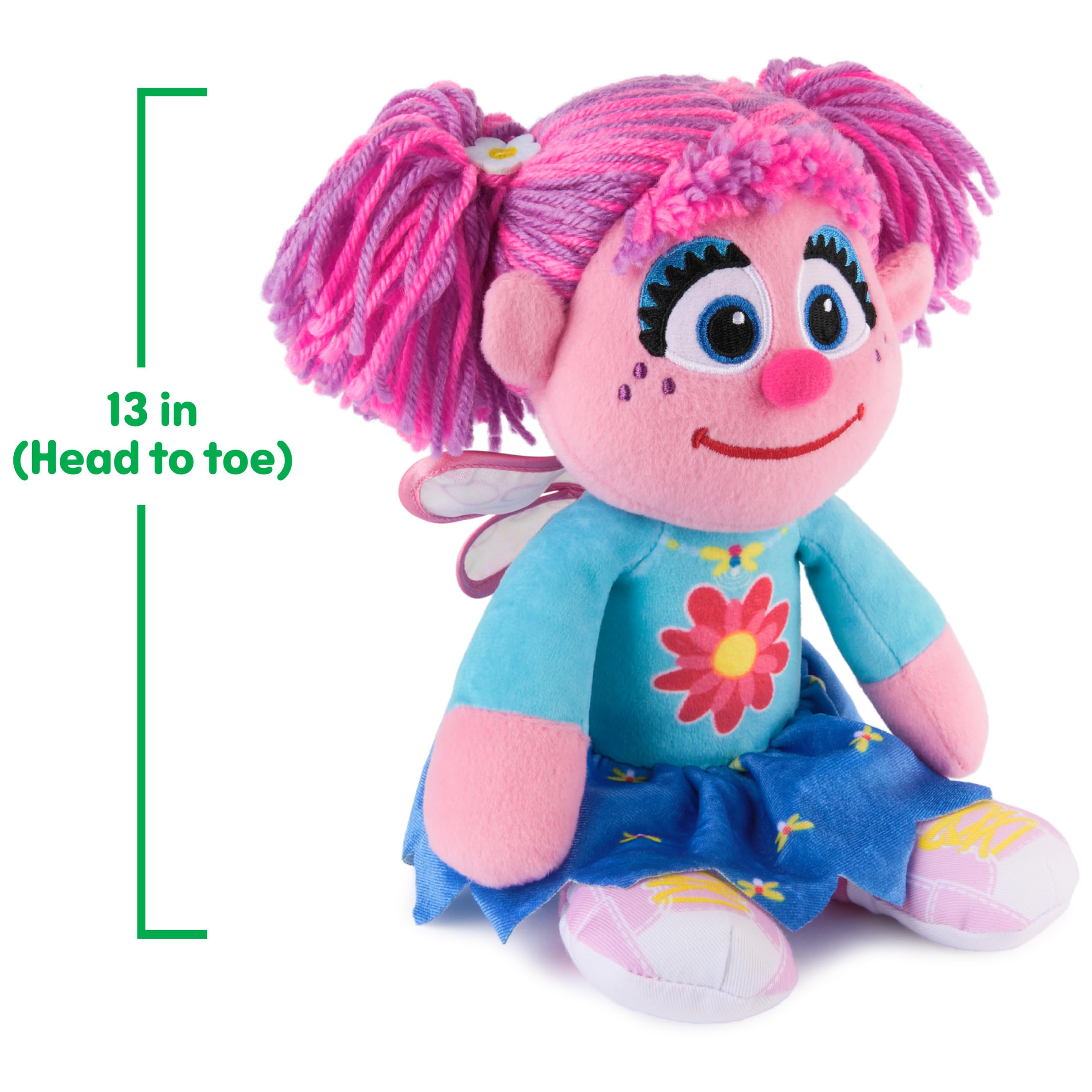 GUND Abby Cadabby Take Along Buddy plush, floppy limbs spark spontaneous imaginative play.
