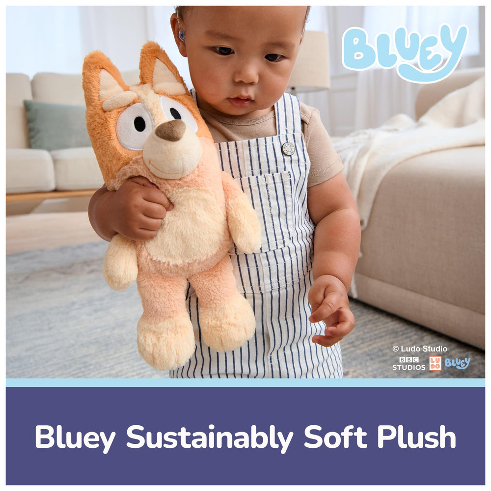 GUND Bingo 13-inch plush back view showing floppy limbs for dynamic posing.