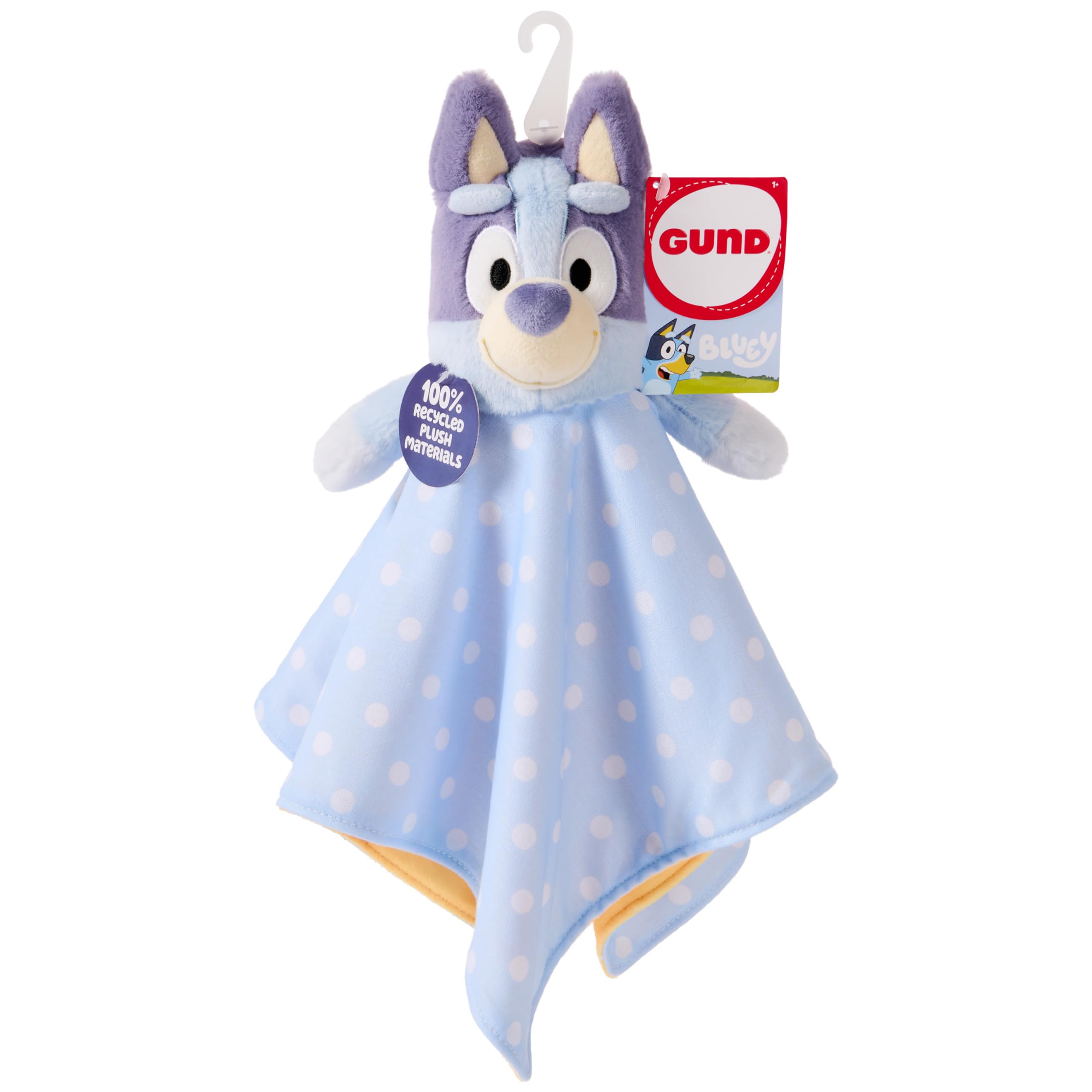 GUND Bluey sustainably soft lovey front view for cozy snuggles.