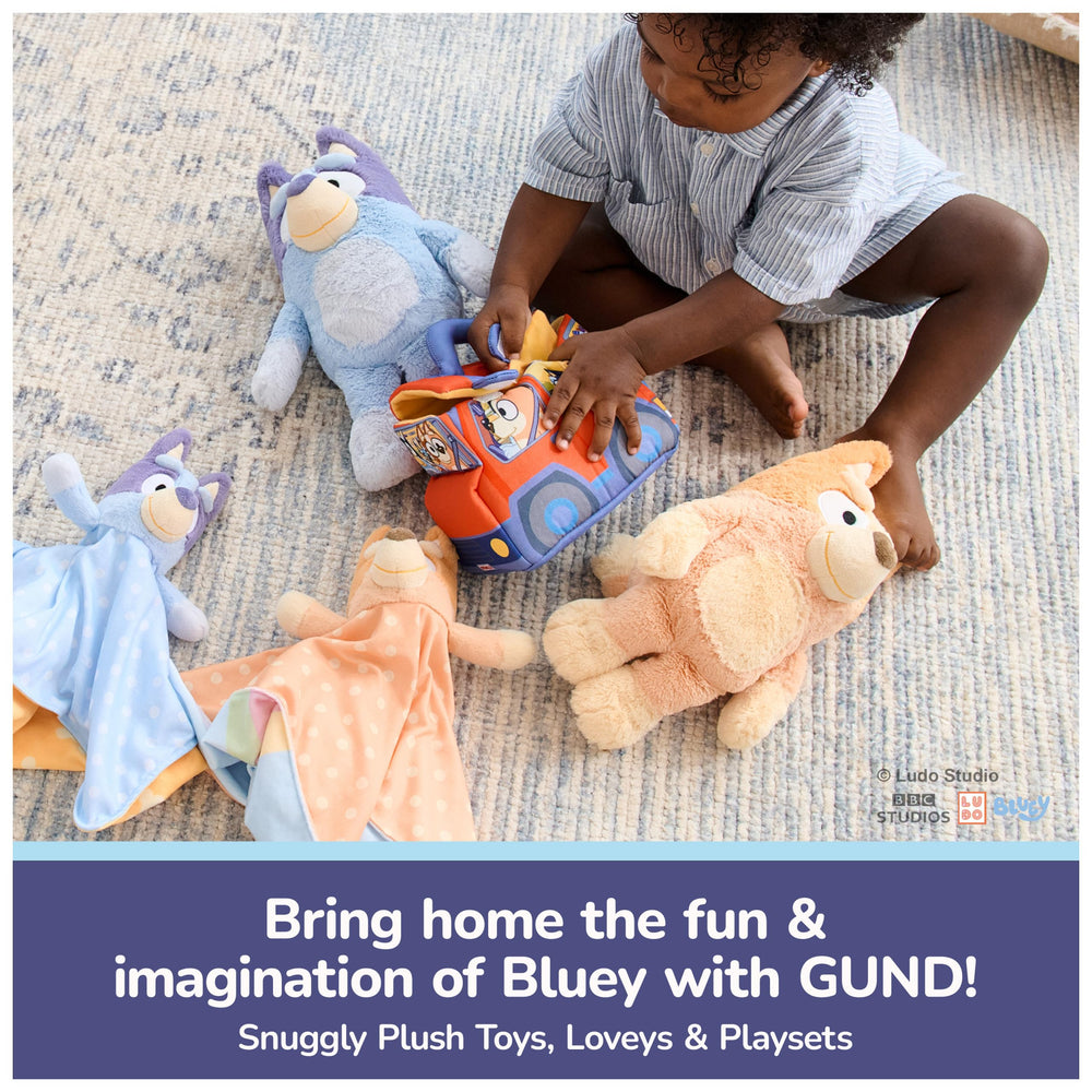GUND Bluey soft tactile fabric offers gentle snuggles for sensitive touch.