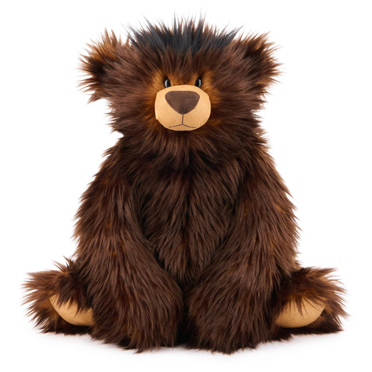 GUND Boe 12-inch seated teddy with fluffy multi-tone fur for cozy hugs.