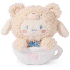 GUND Cinnamoroll Café Latte Bear Plush sits in a cozy mug for desk decor.