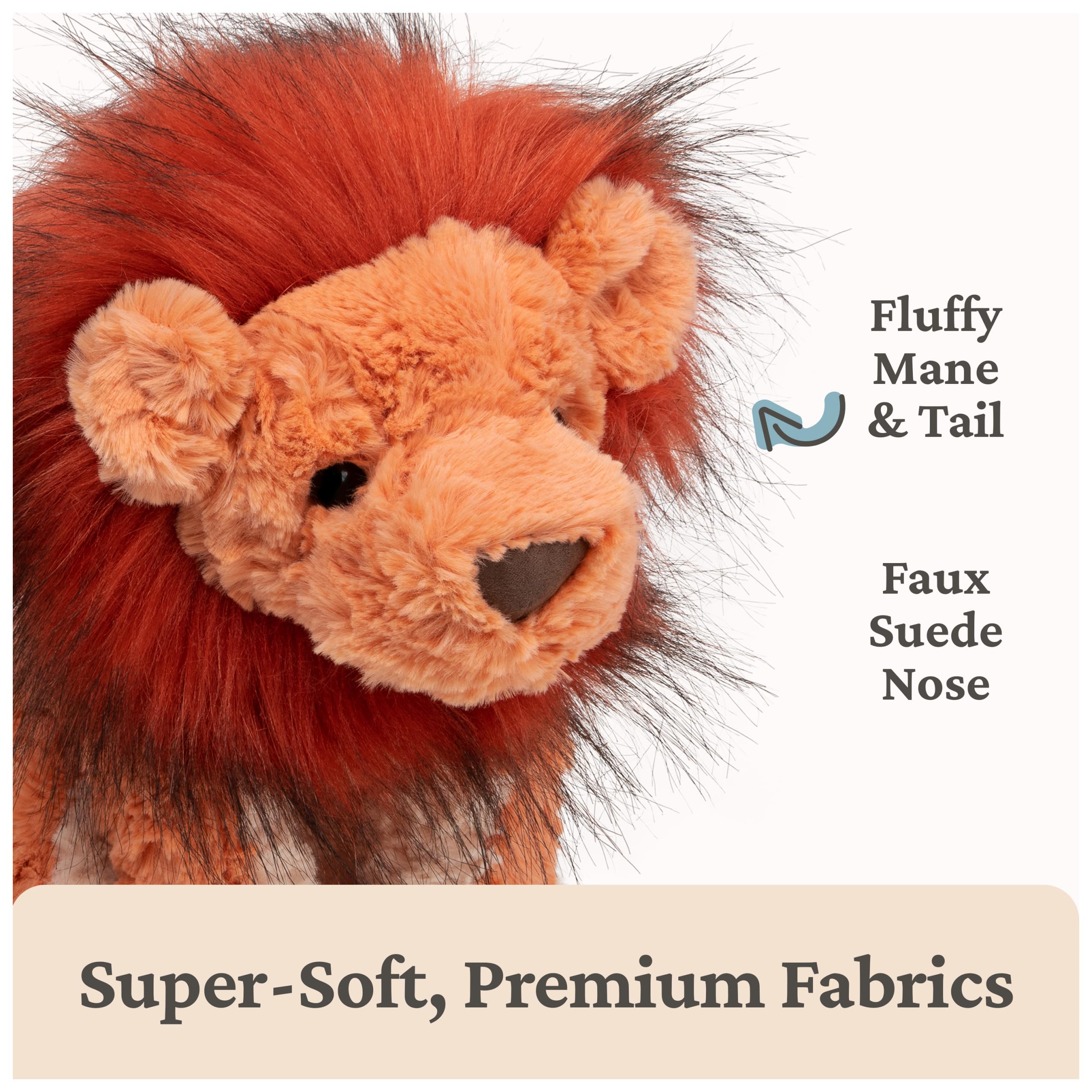 GUND Cozys Lion stands 10 inches tall for small hands.