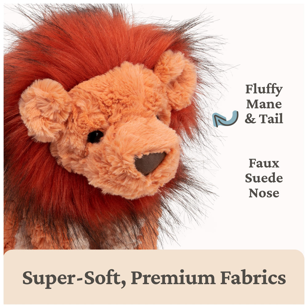 GUND Cozys Lion stands 10 inches tall for small hands.