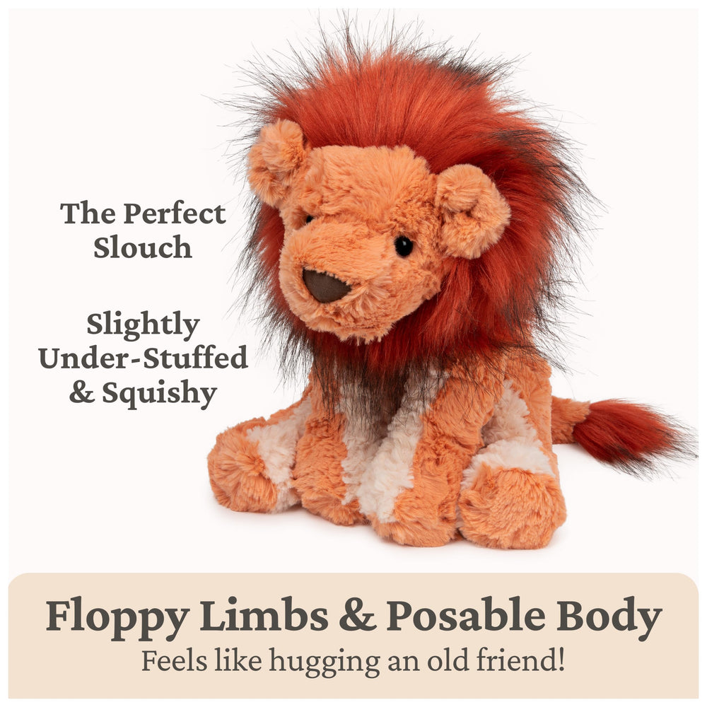 GUND Cozys Lion features floppy limbs for easy cuddling.