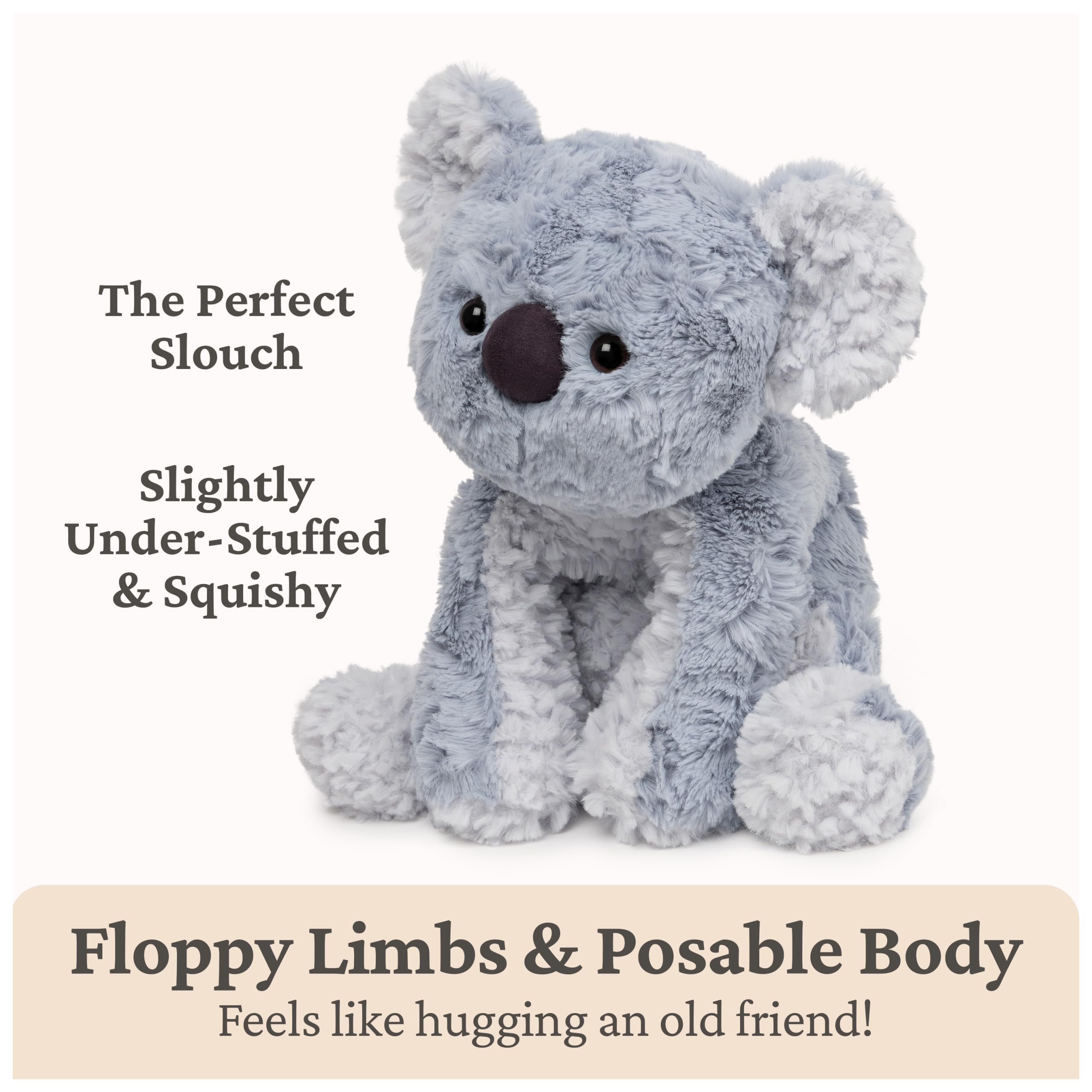 GUND Cozys Koala textured grey plush, soft to the touch for comforting snuggles.