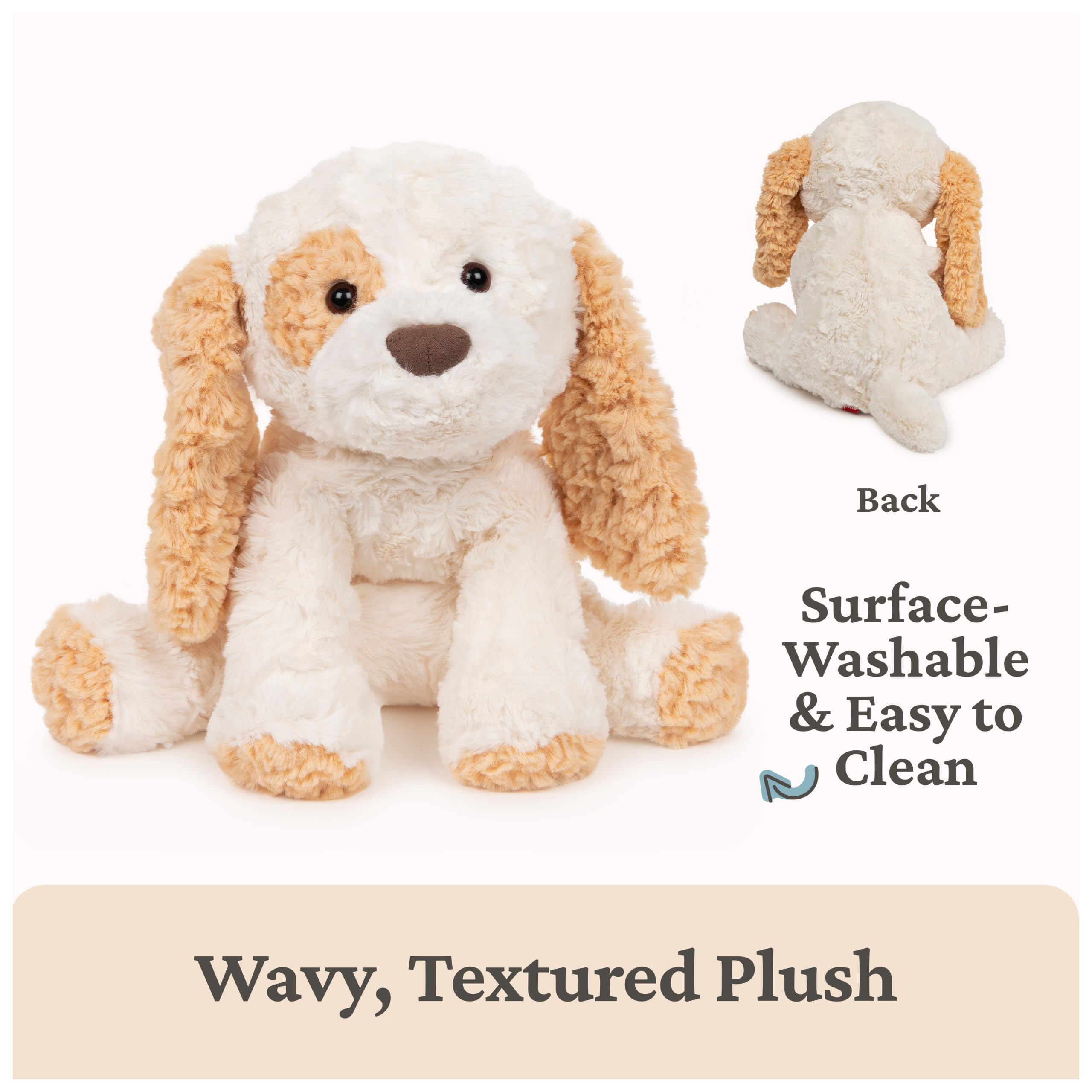 Soft, premium material from the GUND Cozys Puppy Plush stays cozy.