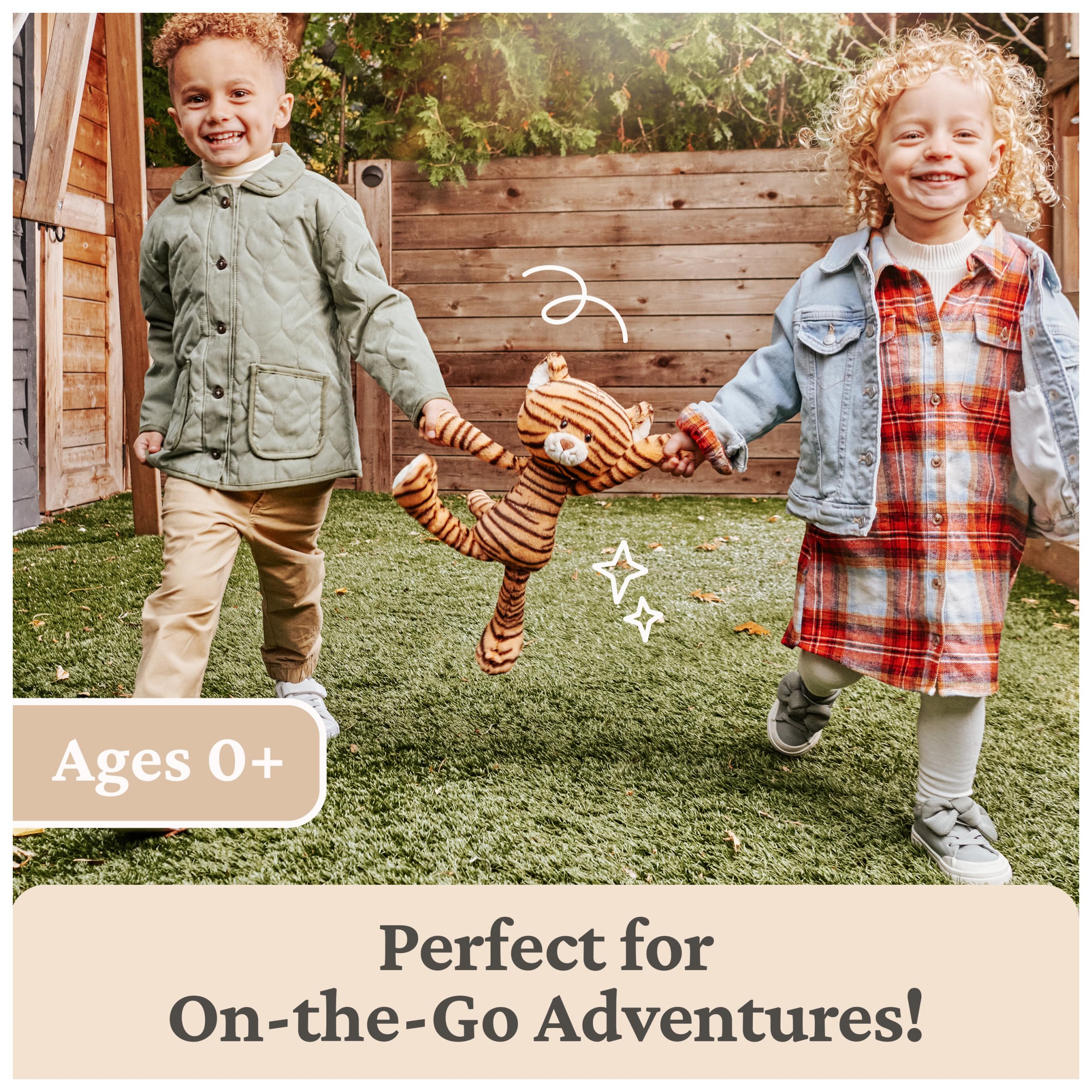 GUND Effe orange-and-black stripes evoke classic tiger charm for imaginative play.