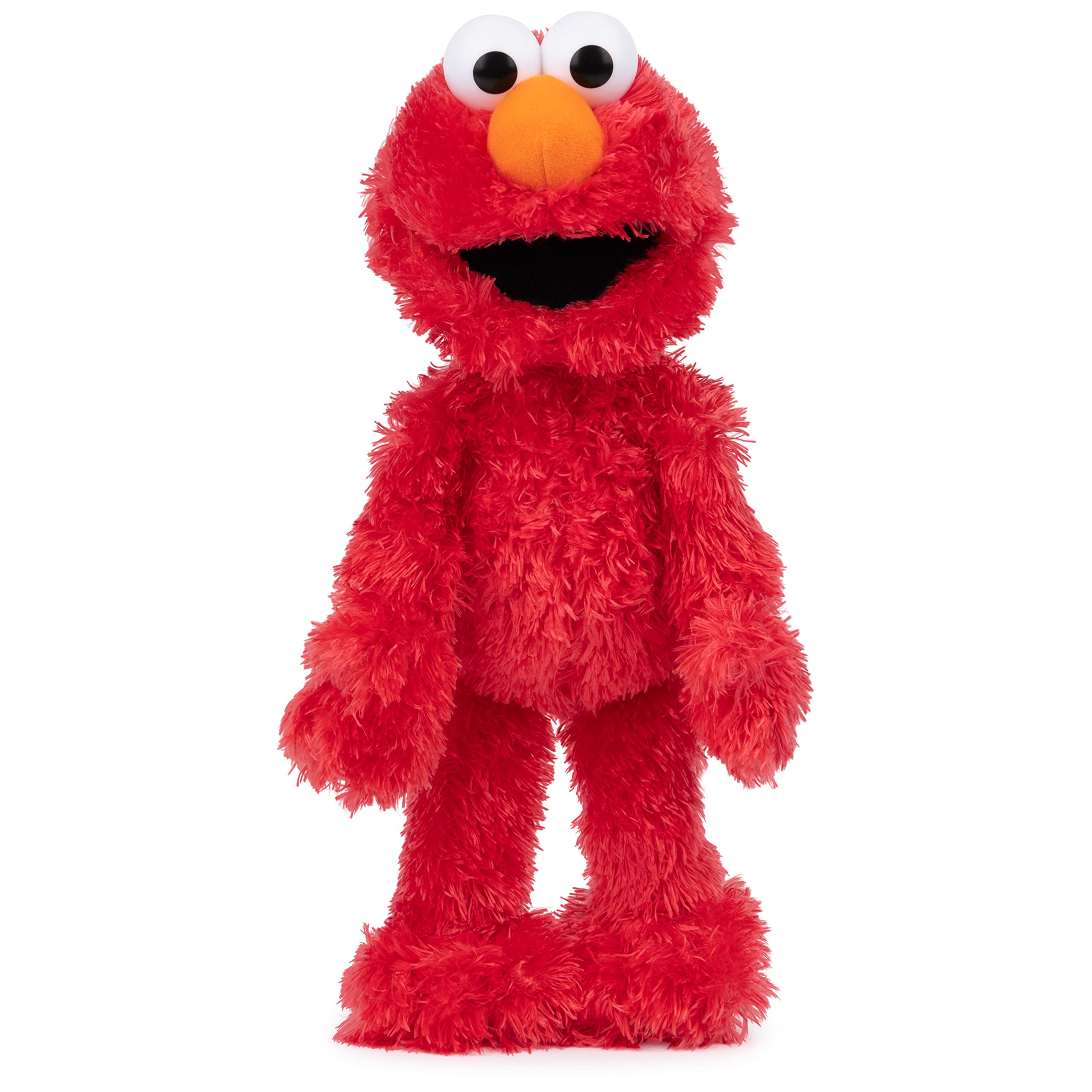 GUND Elmo smile closeup showing inviting eyes and friendly grin.