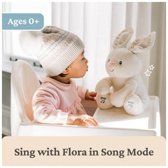 GUND Flora Bunny ears flap during rhythm for engaging sensory interaction.