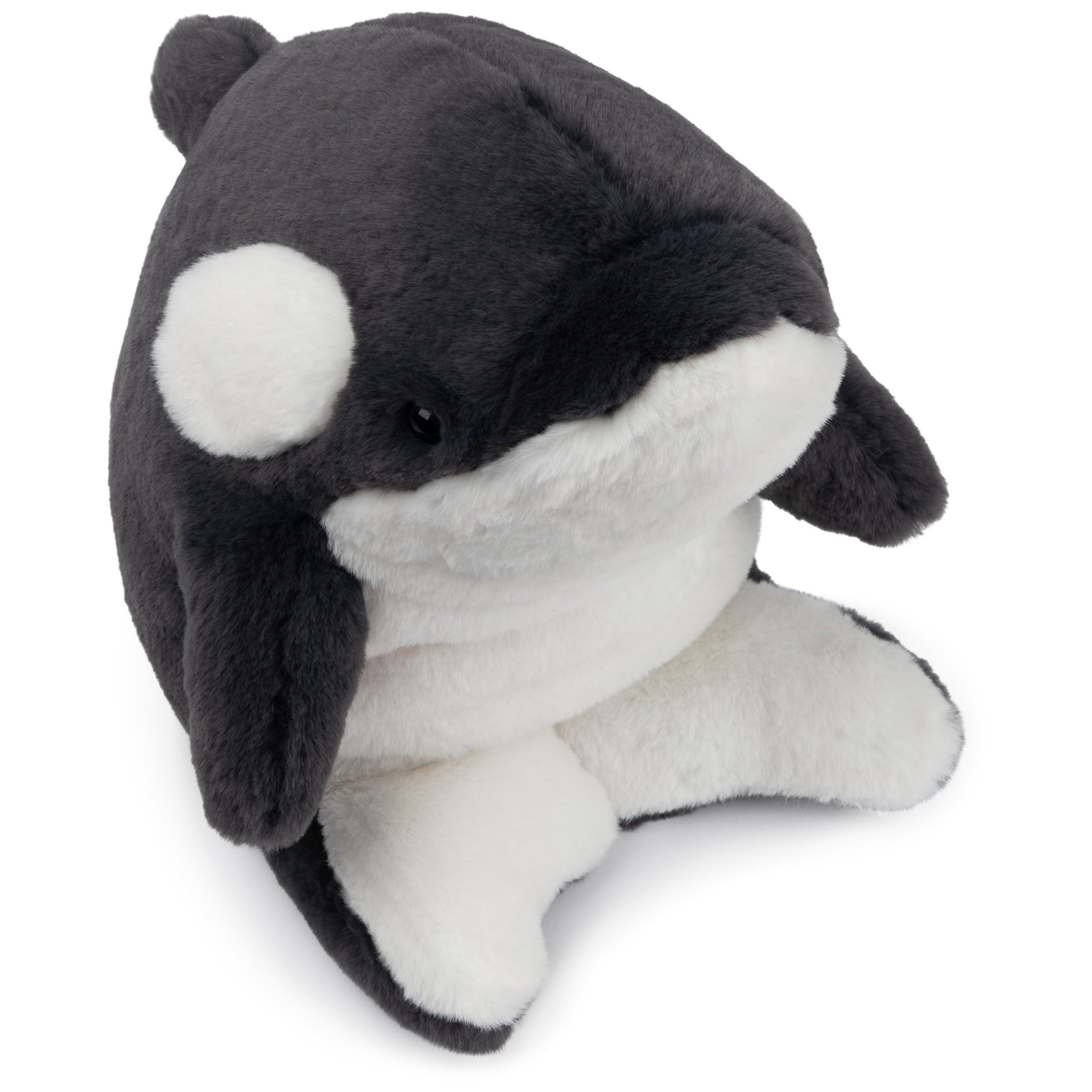 GUND Flynn Orca Plush, 10-inch curved design for eye-contact hugs.