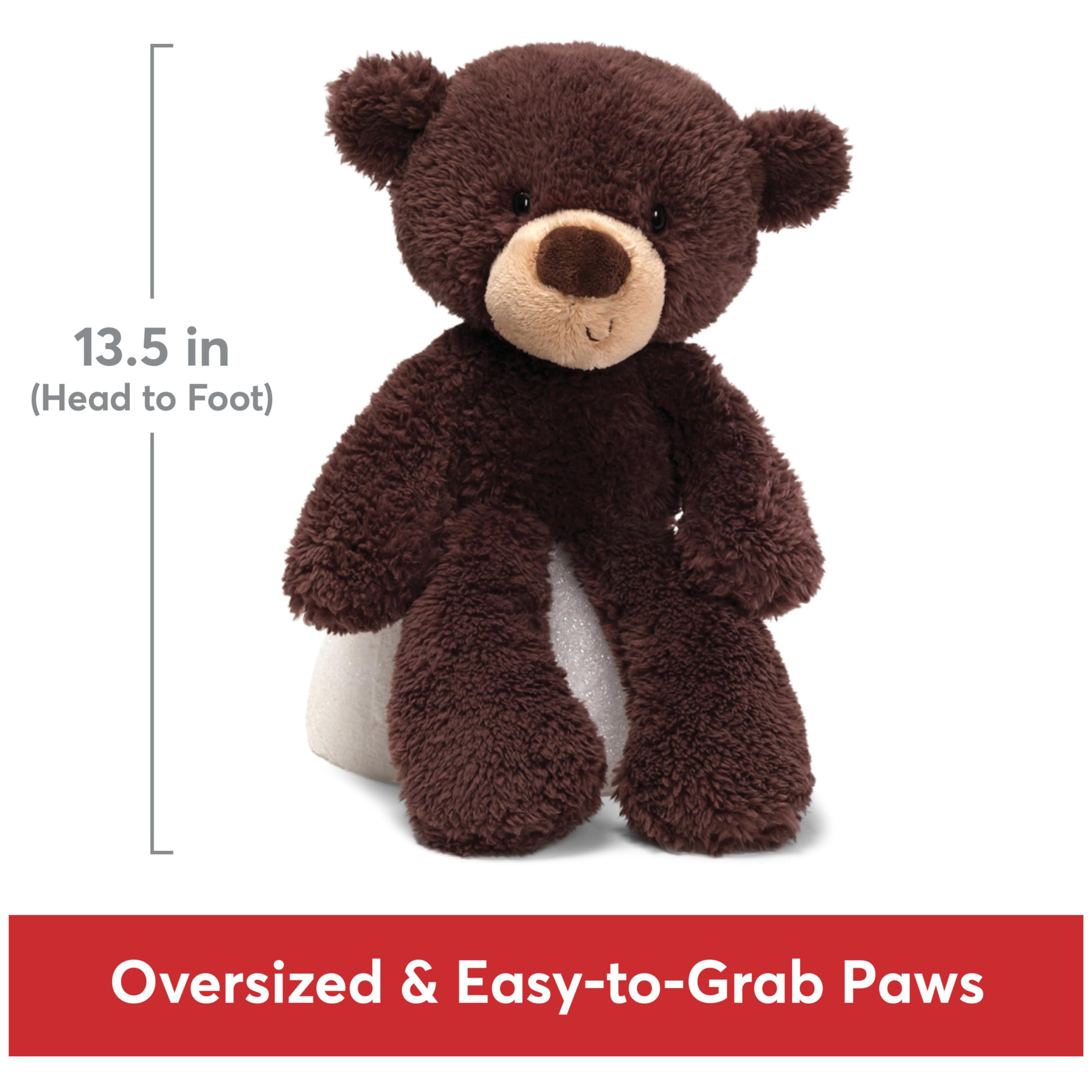 GUND Fuzzy teddy bear round ears and friendly smile.