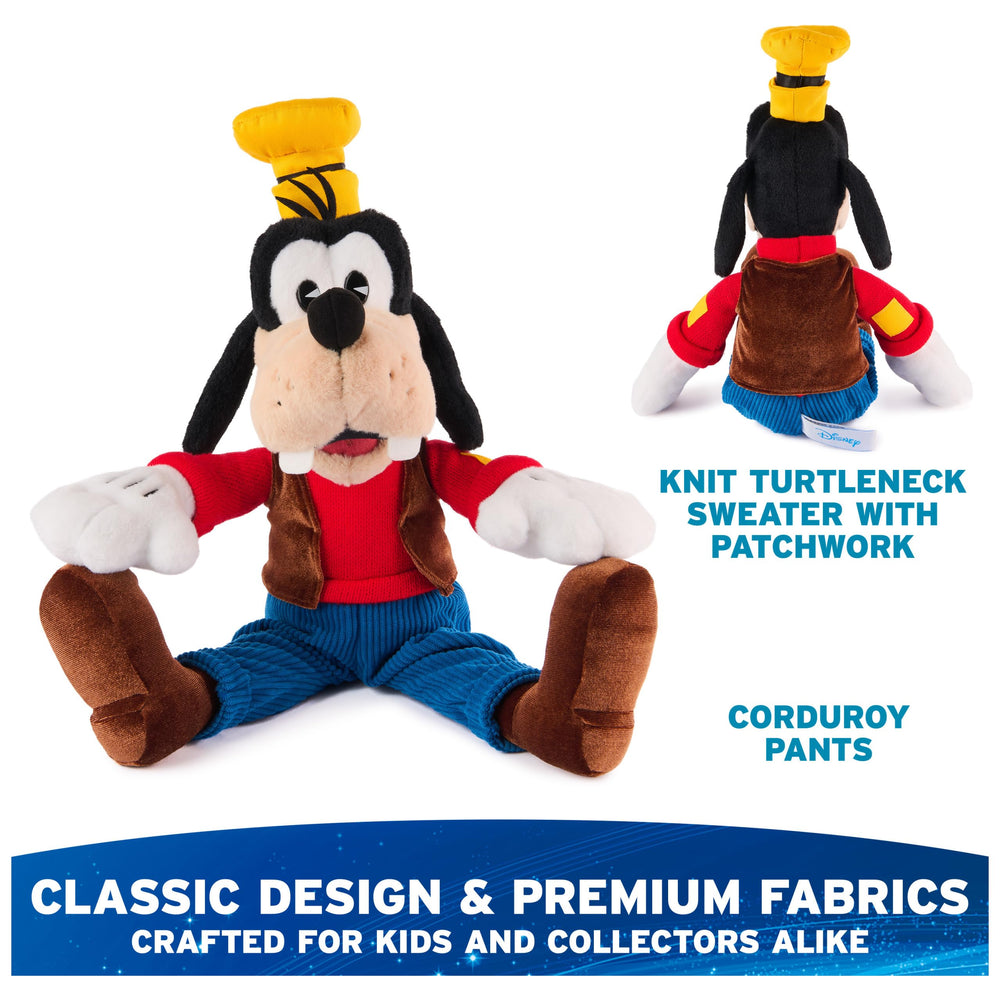 Goofy red knitted turtleneck detail showcases cozy texture for kids’ dress-up.