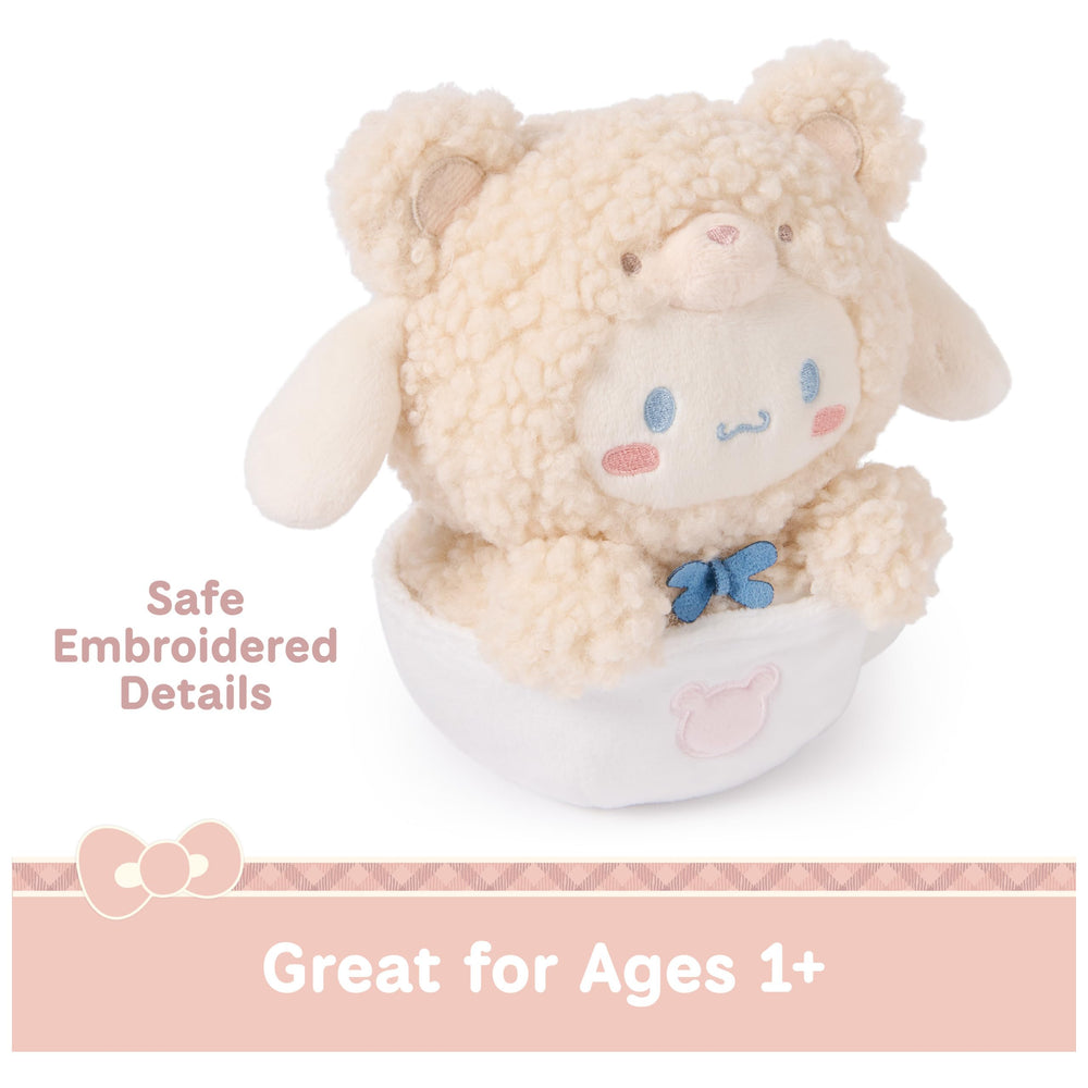 GUND Cinnamoroll Café Latte Bear plush features embroidered accents and soft fur.