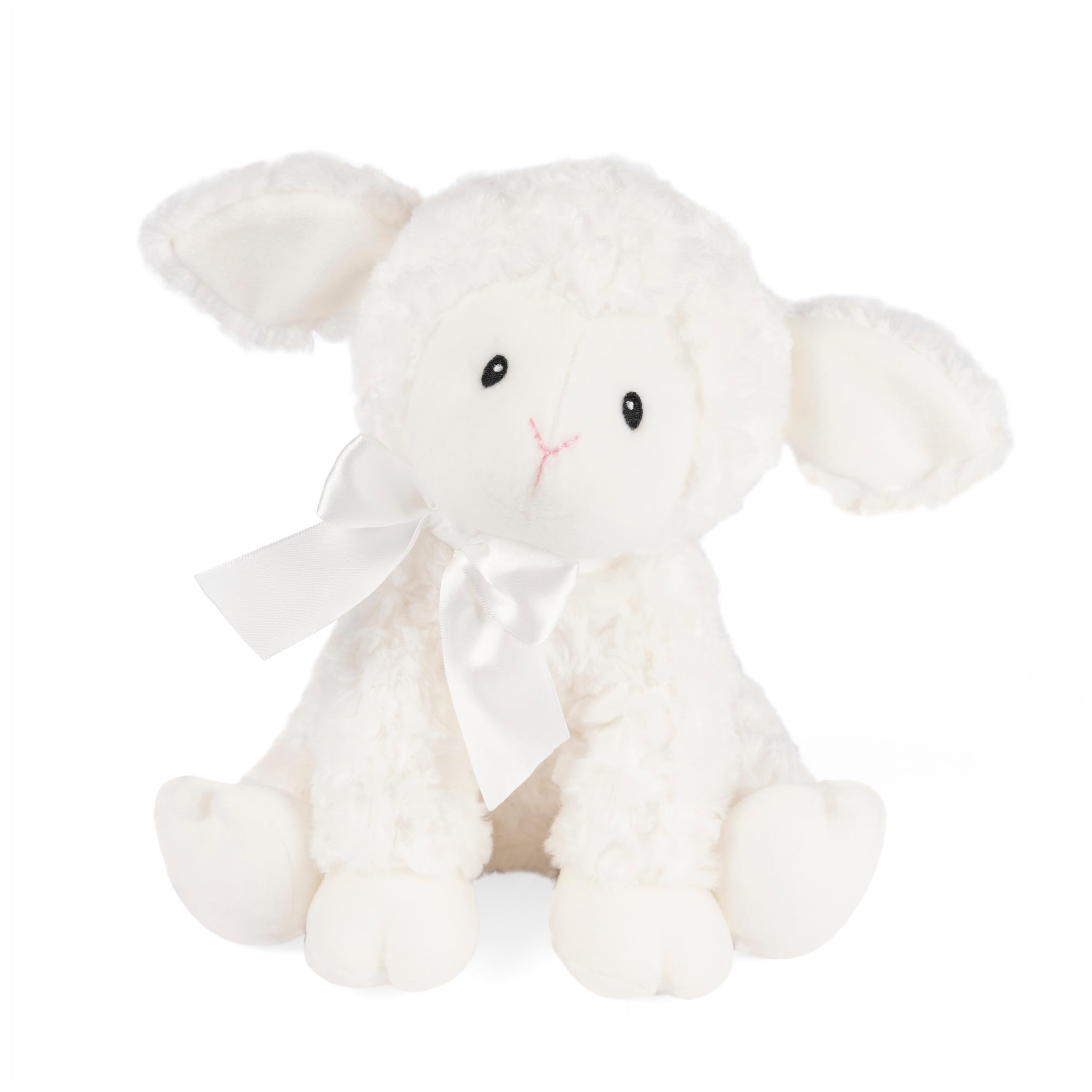 GUND Lena Lamb Keywind plush back view highlighting soft white texture for soothing nursery decor