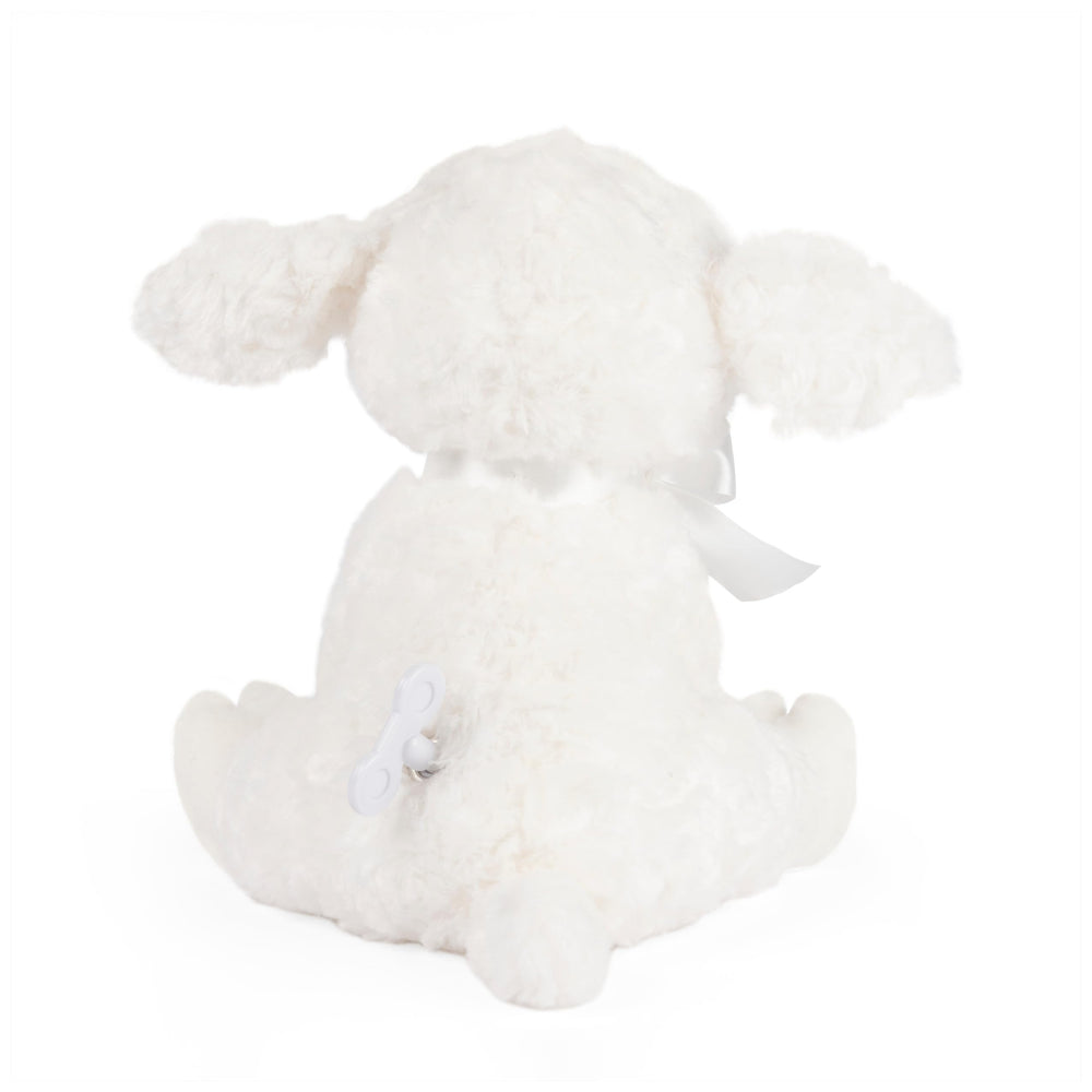 GUND Lena Lamb Keywind plush close-up showing embroidered nose and eyes for safe baby play