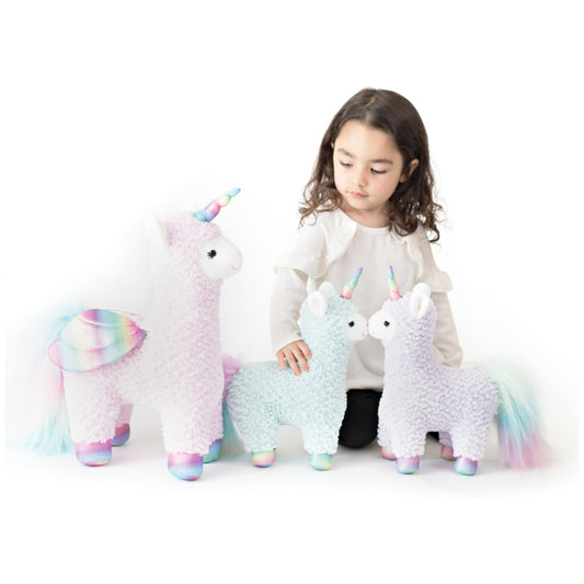 GUND Sugar Plum Llamacorn plush showing rainbow tail, inspiring imaginative play