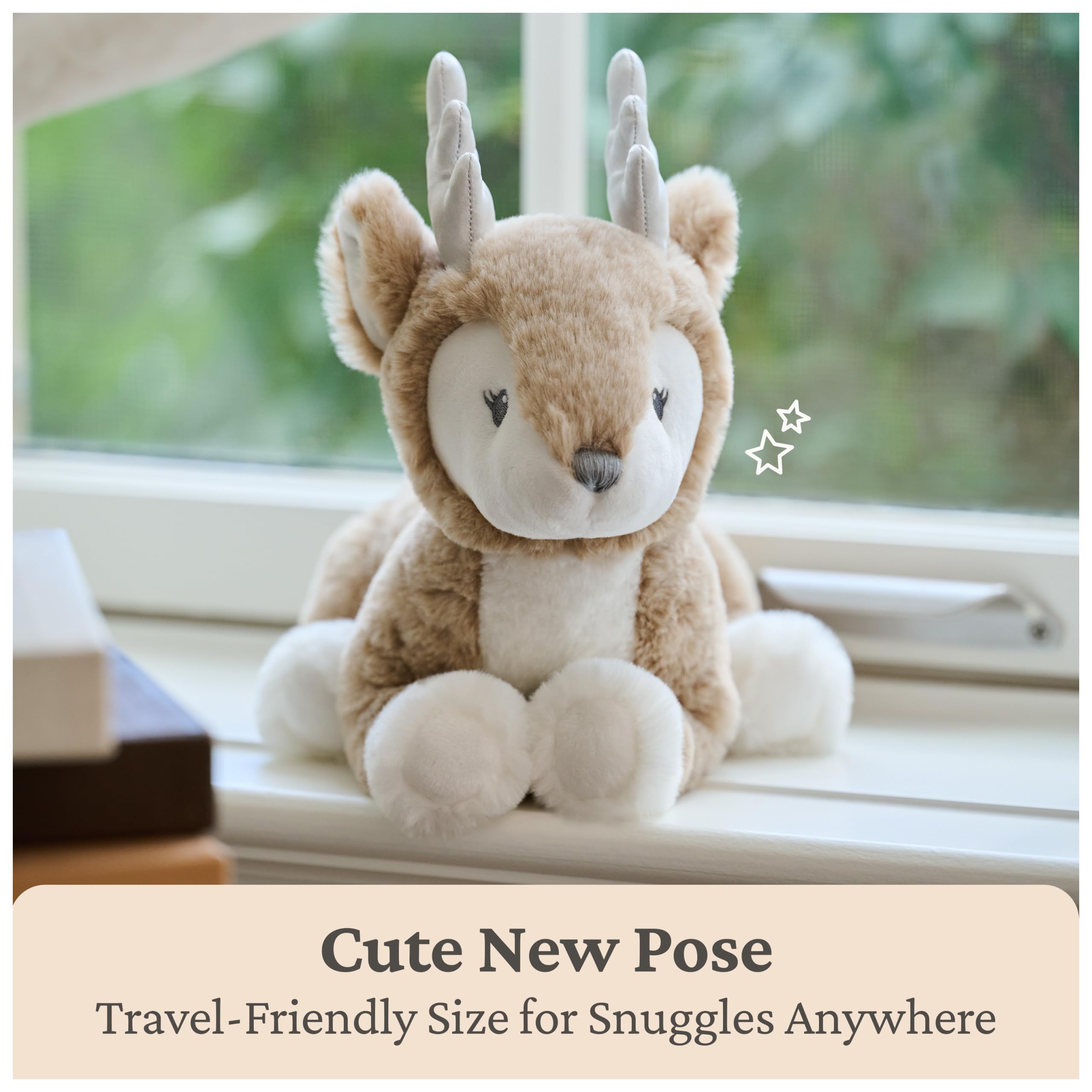 Maple Deer Plush with silver satin antlers for tactile play.