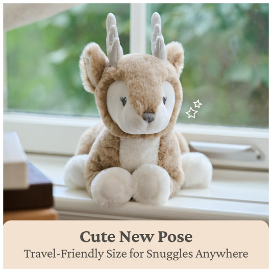 Maple Deer Plush with silver satin antlers for tactile play.