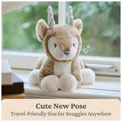 Maple Deer Plush with silver satin antlers for tactile play.