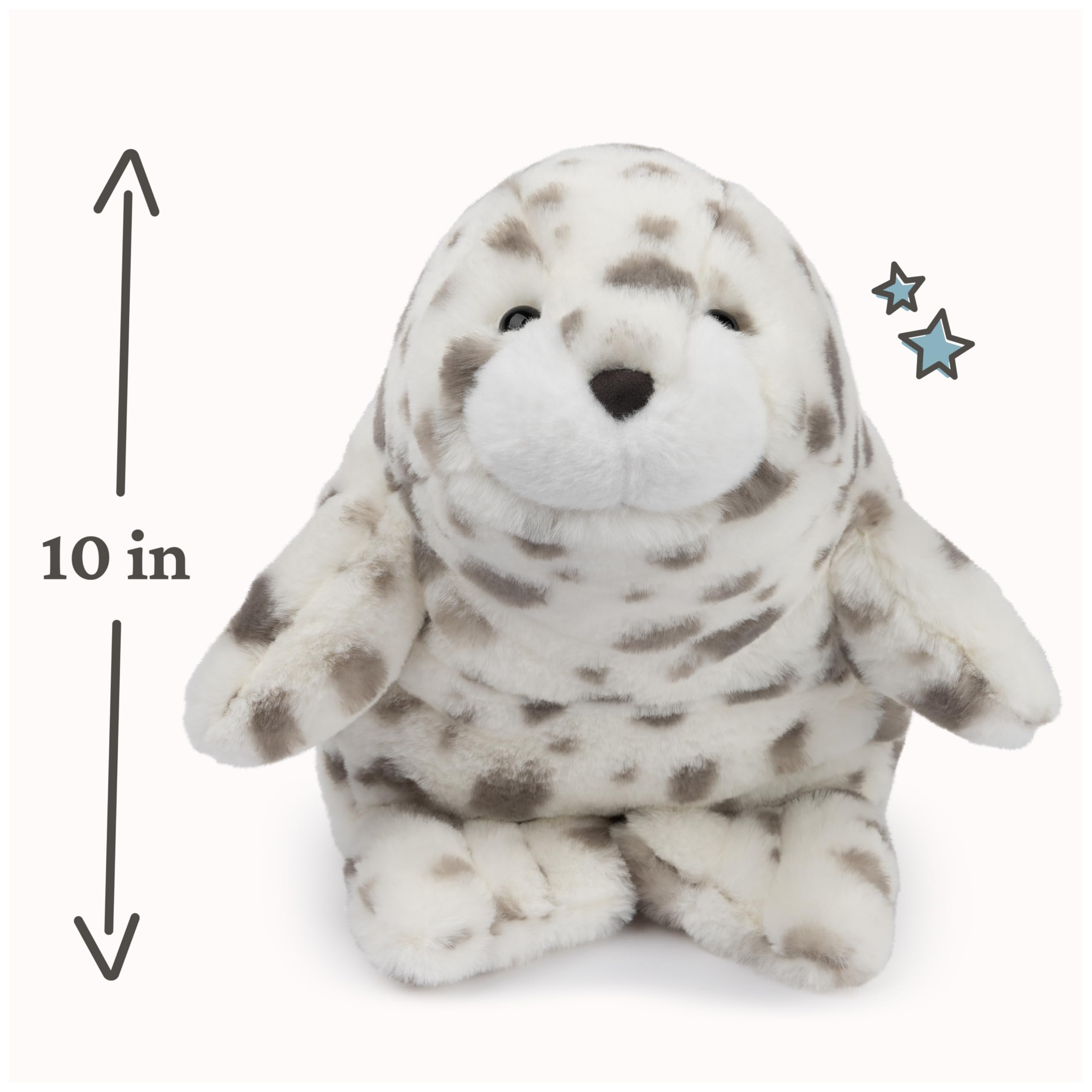 GUND Nuri Leopard Seal sits upright for display or storytelling