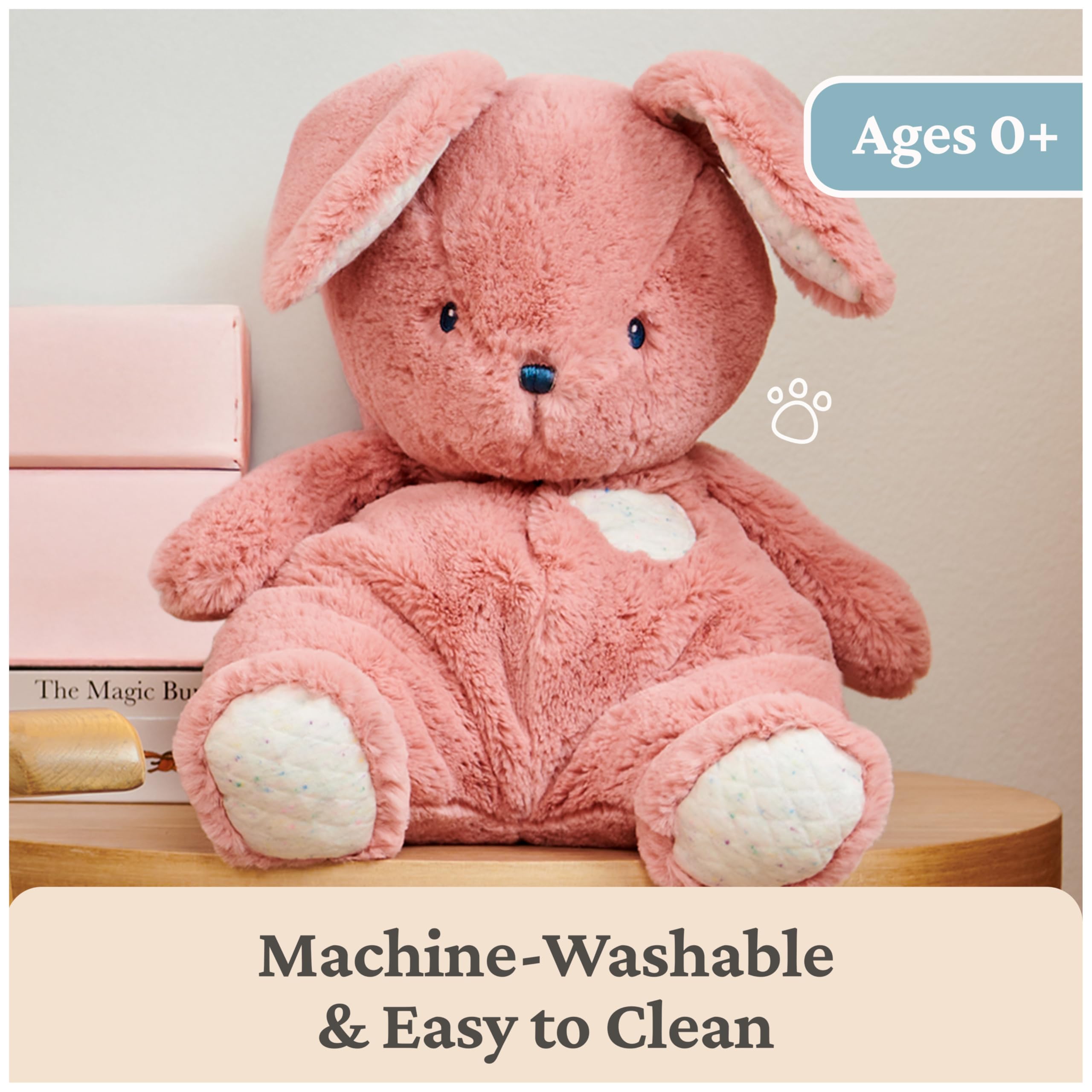 GUND Oh So Snuggly Bunny machine washable for easy cleanup after cuddles.