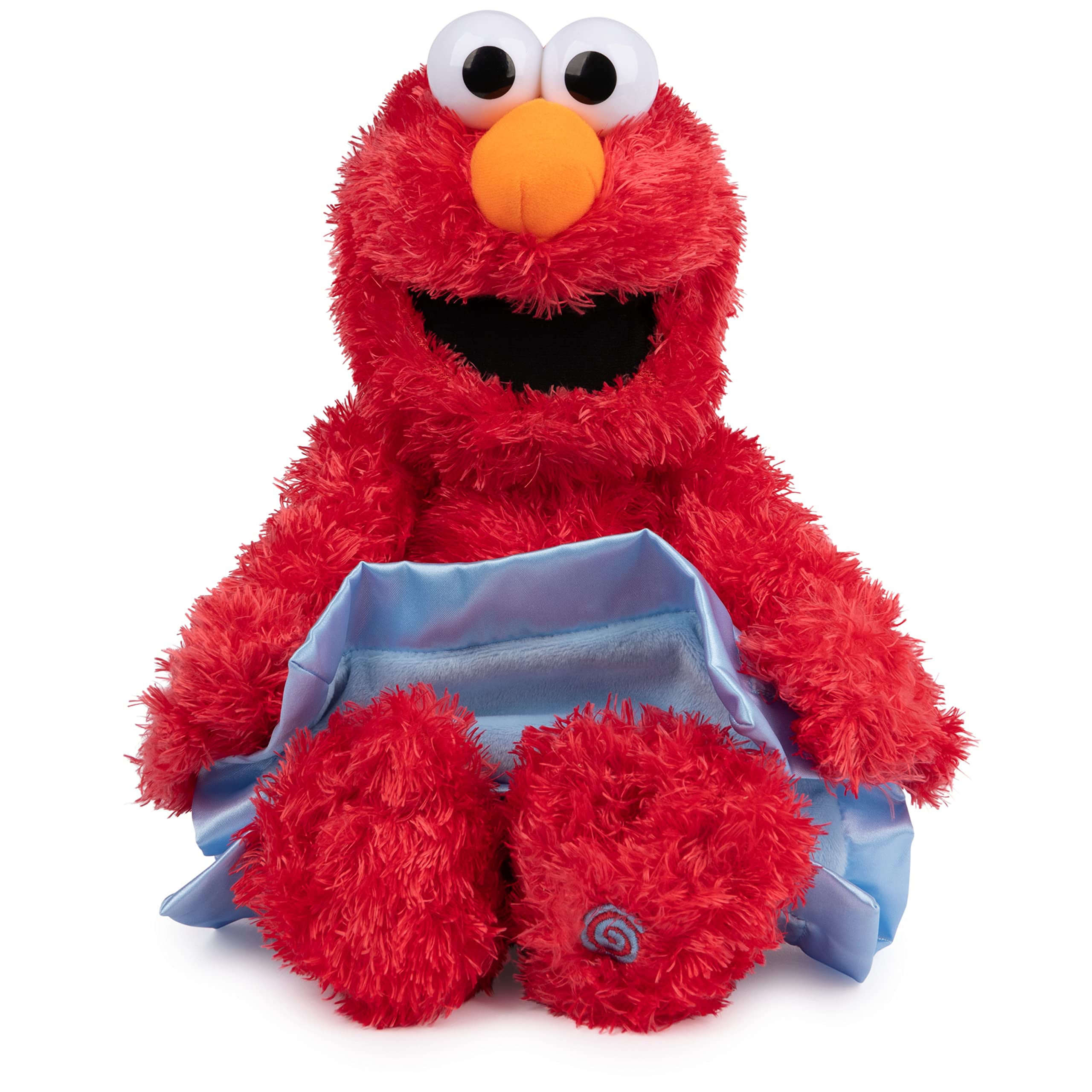 GUND Peek-a-Boo Elmo animated plush with 15-inch height, engaging babies with peek-a-boo animation