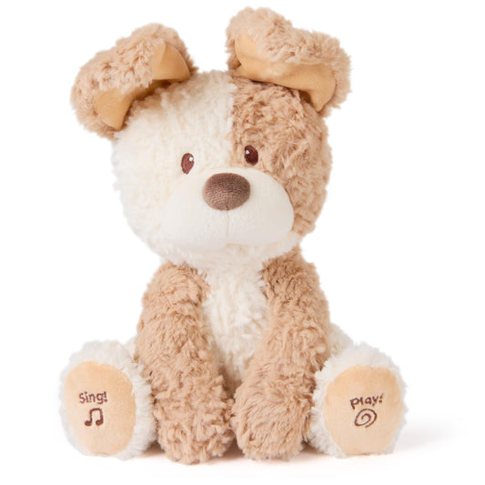 GUND Peeki puppy singing mode activates early musical play for babies
